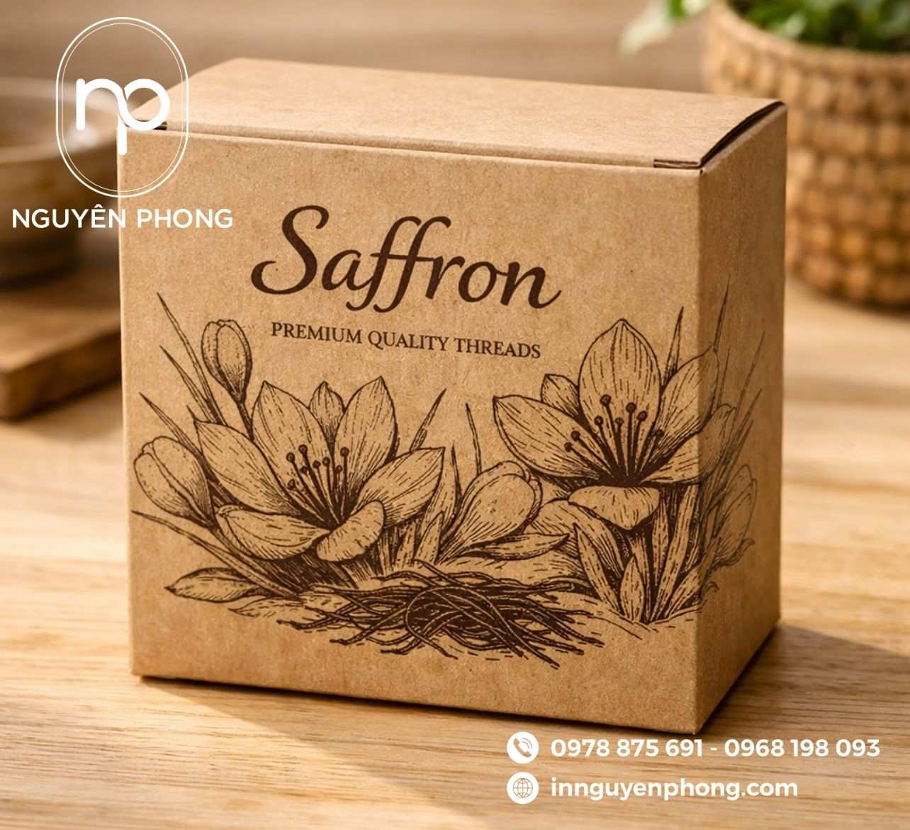 Mẫu hộp kraft đựng saffron 